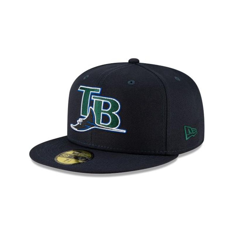 MLB Tampa Bay Rays Ligature 59Fifty Fitted (GJX0653) - Blue New Era Caps